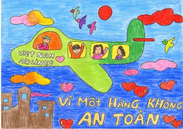 Vẽ tranh đề tài an toàn giao thông đường hàng không